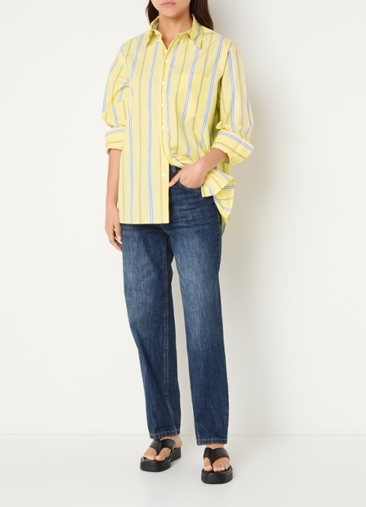 Max & Co Dama blouse met streepprint - voorkant 4 geel