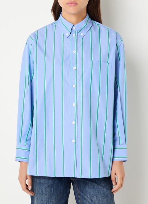 Max & Co Dama blouse met streepprint - achterkant blauw
