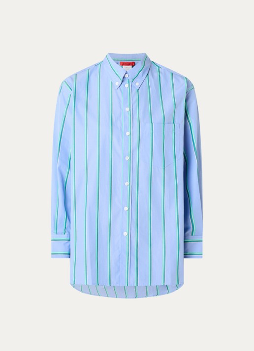 Max & Co Dama blouse met streepprint - voorkant 3 blauw