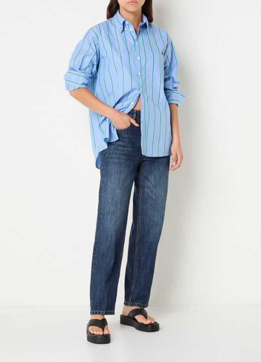 Max & Co Dama blouse met streepprint - voorkant 4 blauw