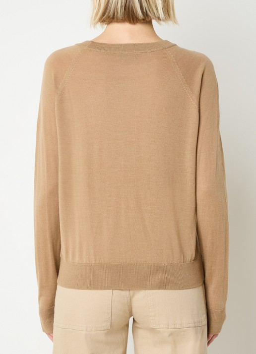 Max & Co Doberman fijngebreide pullover van scheerwol met borduring - achterkant camel