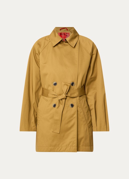 Max & Co Elis double-breasted trenchcoat met steekzakken - voorkant mosterd