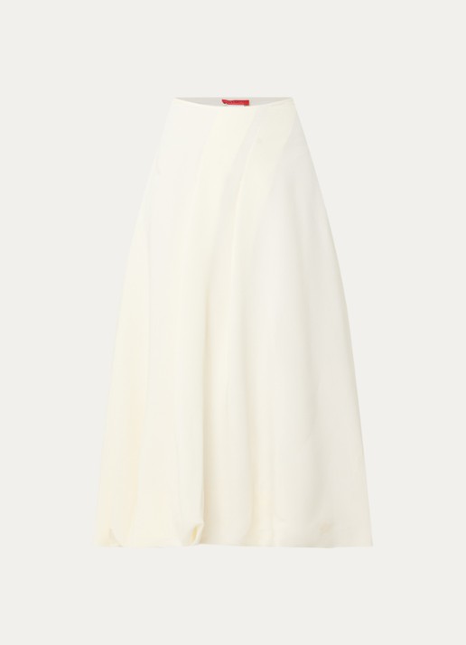 Max & Co Etra midi rok met trekkoord - voorkant gebroken wit