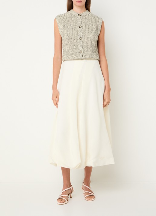 Max & Co Etra midi rok met trekkoord - voorkant 2 gebroken wit