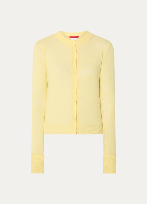 Max & Co Fijngebreid semi-transparant vest in alpaca wolblend - voorkant 3 geel