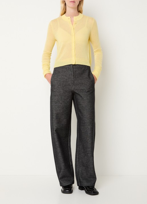 Max & Co Fijngebreid semi-transparant vest in alpaca wolblend - voorkant 4 geel