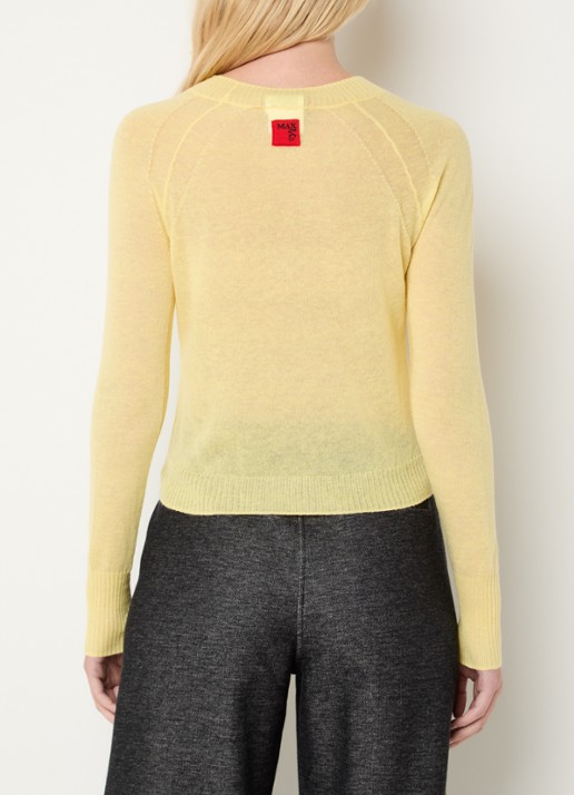 Max & Co Fijngebreide semi-transparante pullover in alpaca wolblend - achterkant 3 geel