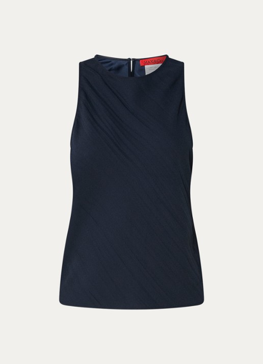 Max & Co Finire mouwloze top met keyhole - voorkant 3 donkerblauw