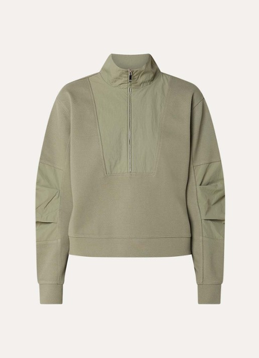 Max & Co Galante sweater met halve rits - voorkant olijfgroen