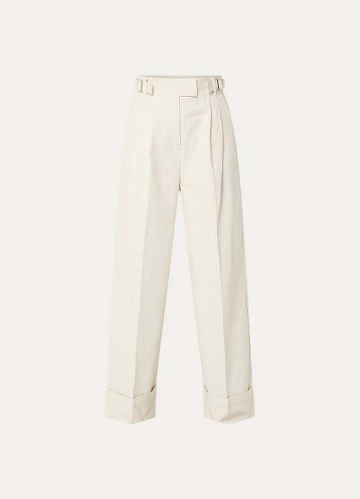 Max & Co Garonna high waist straight fit broek met steekzakken - voorkant 3 gebroken wit