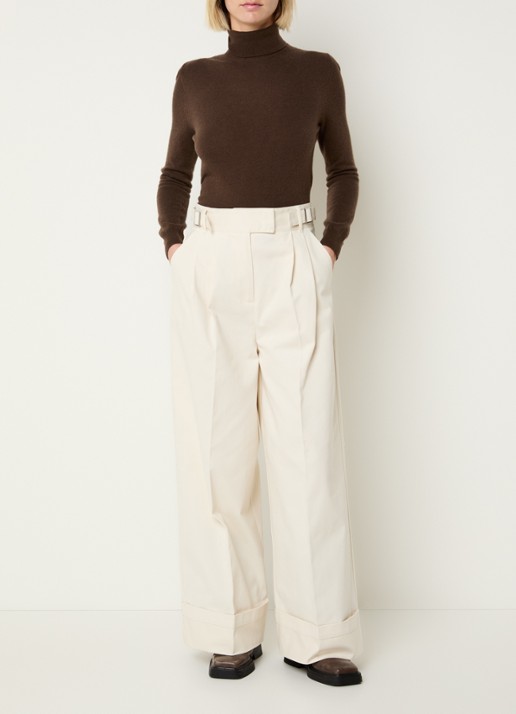 Max & Co Garonna high waist straight fit broek met steekzakken - voorkant 4 gebroken wit