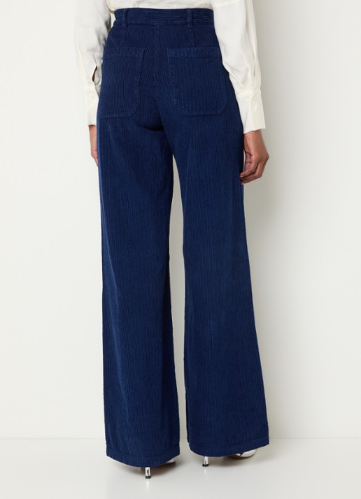 Max & Co Ginosa high waist wide fit broek van corduroy - achterkant royalblauw
