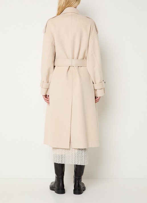 Max & Co Gitane mantel van scheerwol met strikceintuur - achterkant beige