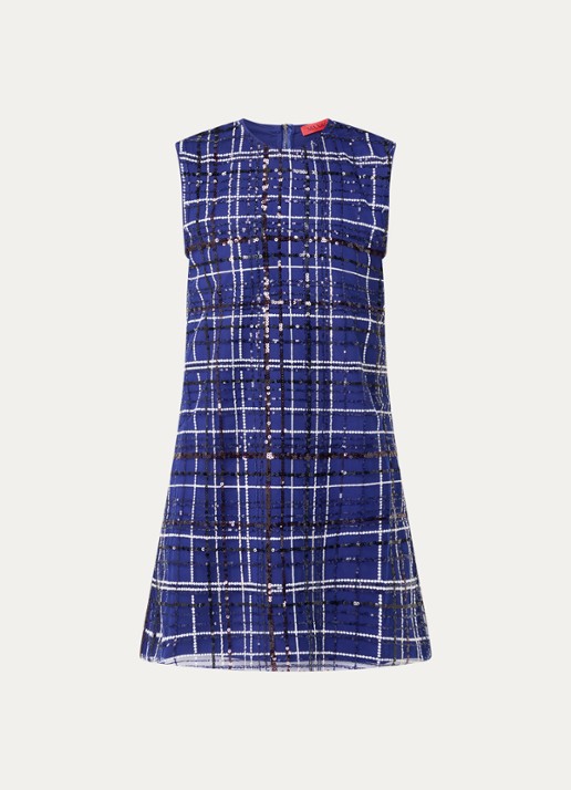 Max & Co Gondola mini jurk met pailletten - voorkant 2 royalblauw