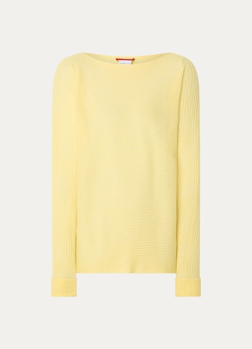 Max & Co Grofgebreide semi-transparante pullover in alpaca wolblend - voorkant 3 geel