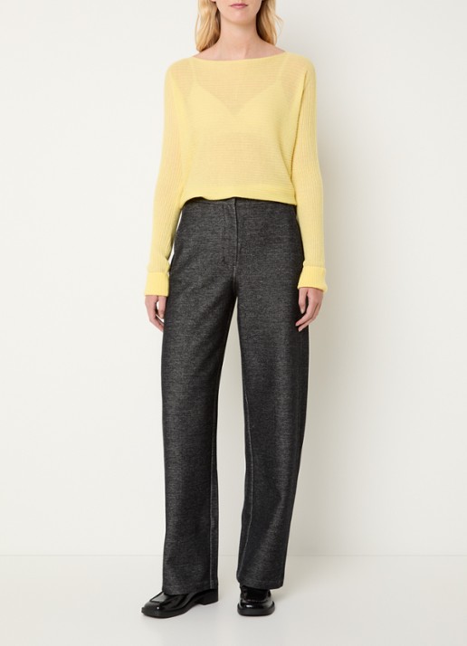 Max & Co Grofgebreide semi-transparante pullover in alpaca wolblend - voorkant 4 geel