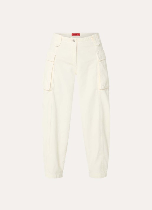 Max & Co High waist loose fit cargobroek met klepzakken - voorkant 2 creme