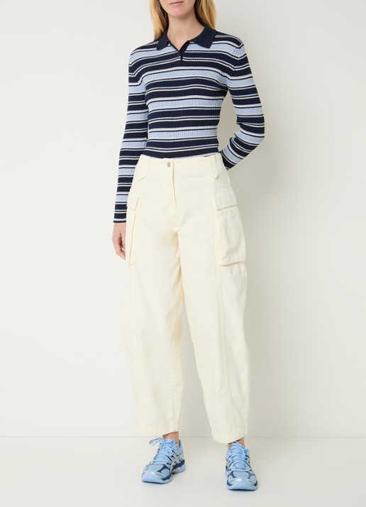 Max & Co High waist loose fit cargobroek met klepzakken - voorkant 3 creme