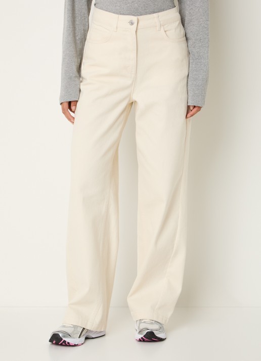 Max & Co High waist loose fit jeans met gekleurde wassing - detail ivoor
