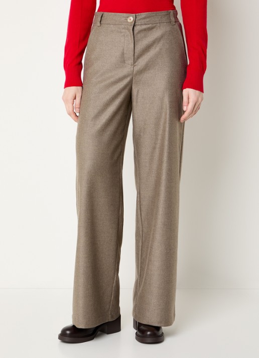 Max & Co Mid waist straight fit pantalon in wolblend met steekzakken