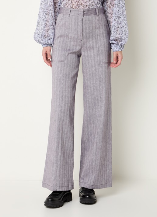Max & Co Mid waist wide fit pantalon in linnenblend