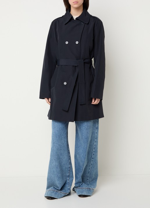 Max & Co Milo double-breasted trenchcoat met steekzakken - voorkant 3 donkerblauw