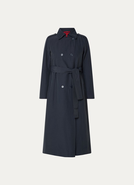 Max & Co Milong double-breasted trenchcoat met strikceintuur  - voorkant 2 donkerblauw