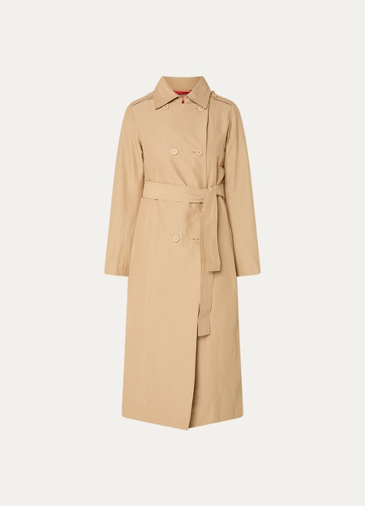 Max & Co Milong double-breasted trenchcoat met strikceintuur  - voorkant beige