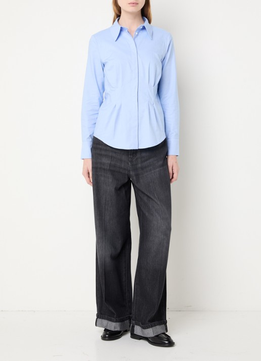 Max & Co Ondin blouse met kraag - voorkant 3 lichtblauw