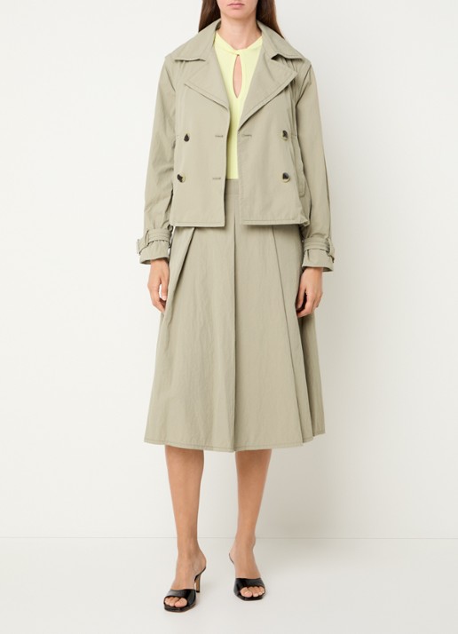 Max & Co Romeo double-breasted trenchcoat met steekzakken - voorkant 5 khaki