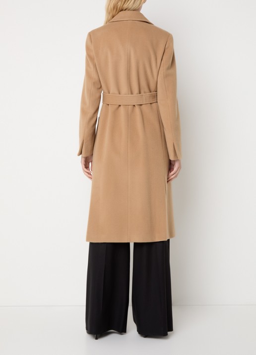 Max & Co Runaway mantel van wol met strikceintuur en opgestikte zakken - achterkant camel