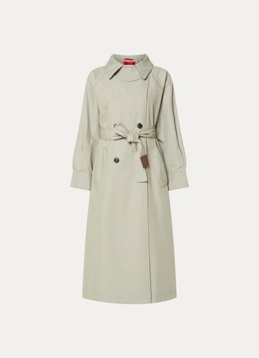 Max & Co Saio double-breasted trenchcoat met strikceintuur en steekzakken - voorkant 2 lichtgroen
