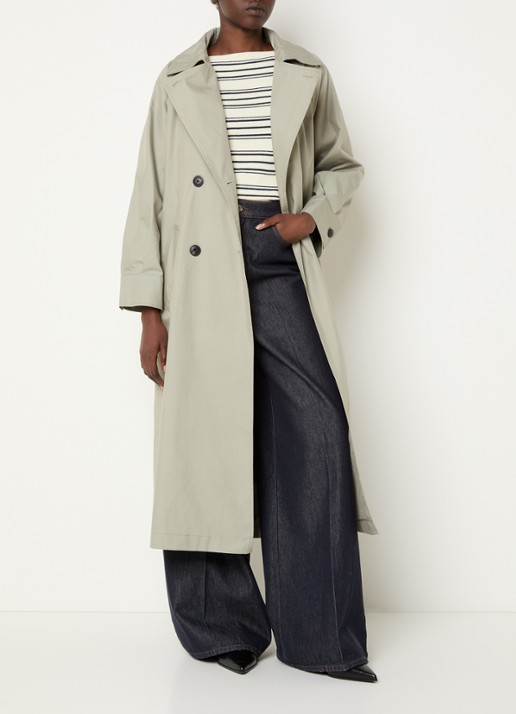 Max & Co Saio double-breasted trenchcoat met strikceintuur en steekzakken - voorkant 3 lichtgroen