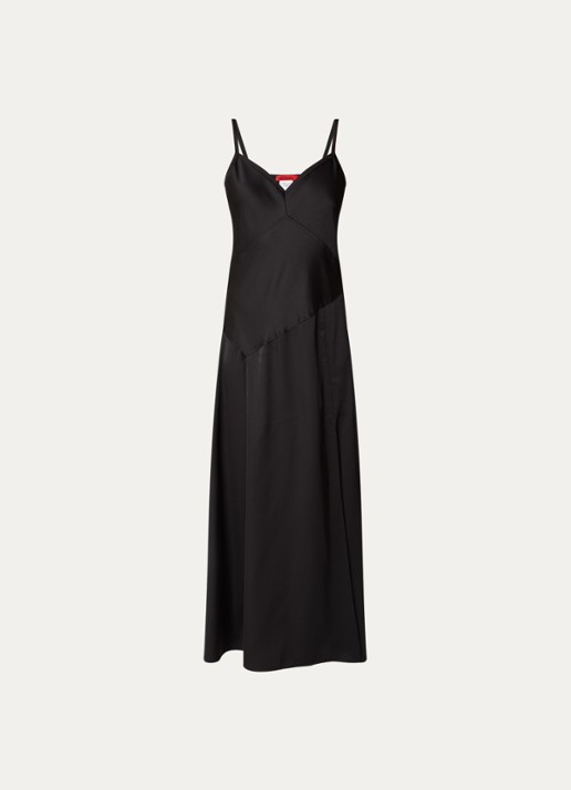 Max & Co Sasia maxi jurk van satijn met split - voorkant 3 zwart
