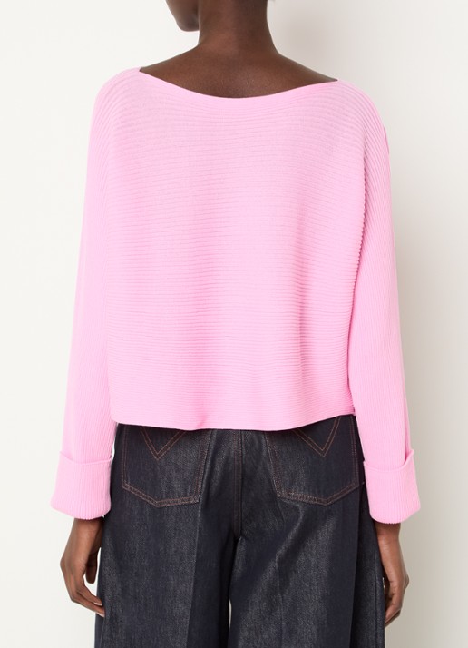 Max & Co Scambio ribgebreide top met boothals - achterkant roze