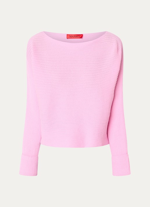 Max & Co Scambio ribgebreide top met boothals - voorkant 2 roze