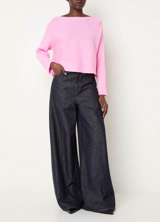 Max & Co Scambio ribgebreide top met boothals - voorkant 3 roze