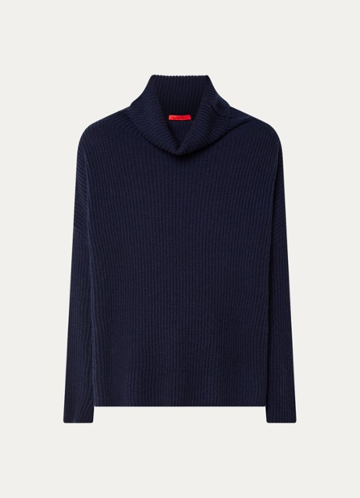 Max & Co Scorgere ribgebreide trui van kasjmier - voorkant 3 donkerblauw