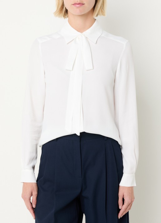 Max & Co Semi-transparante blouse met sjaalkraag - detail 4 wit