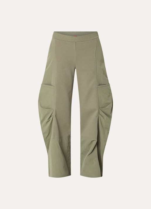 Max & Co Tambuto high waist wide fit cargobroek met elastische band - voorkant 3 olijfgroen