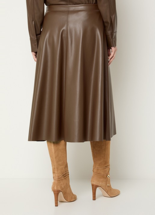 Max & Co Trivio midi rok van imitatieleer - achterkant 4 bruin