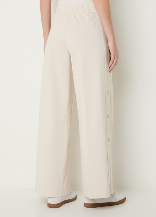 Max & Co Ululato high waist wide fit pantalon met logo en persplooi - achterkant 3 beige