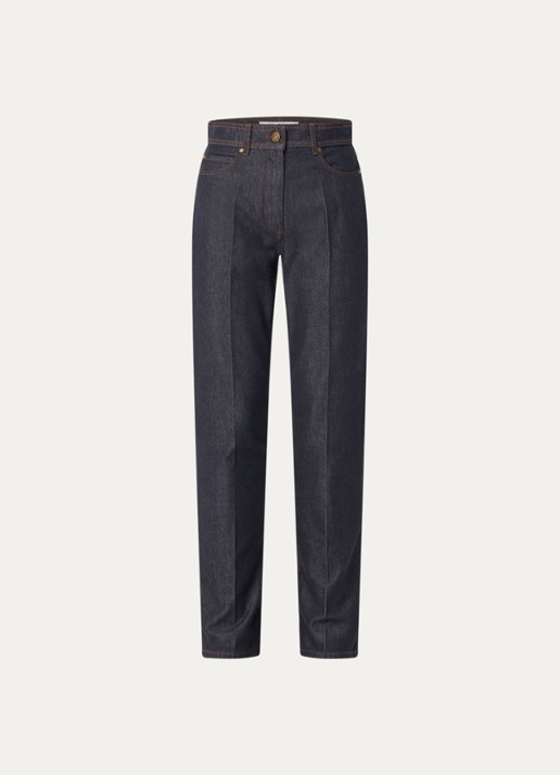 Max Mara Abbono high waist slim fit jeans met donkere wassing - voorkant indigo