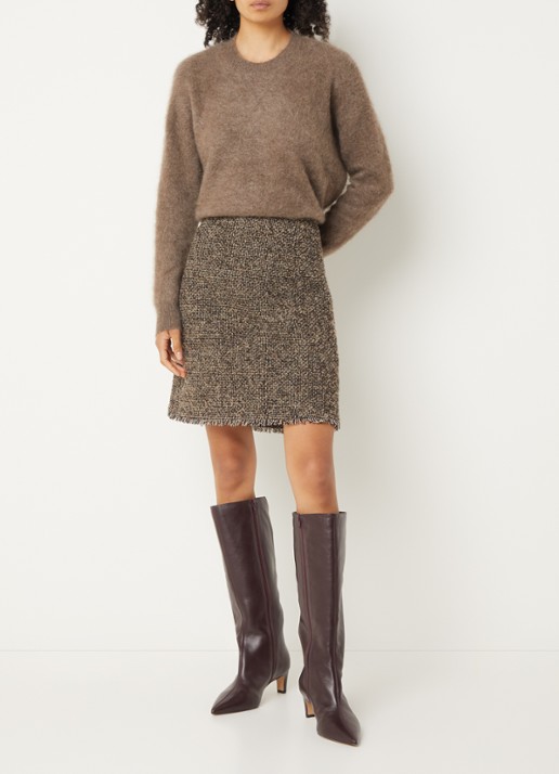 Max Mara Abetaia minirok in scheerwolblend - voorkant 3 bruin