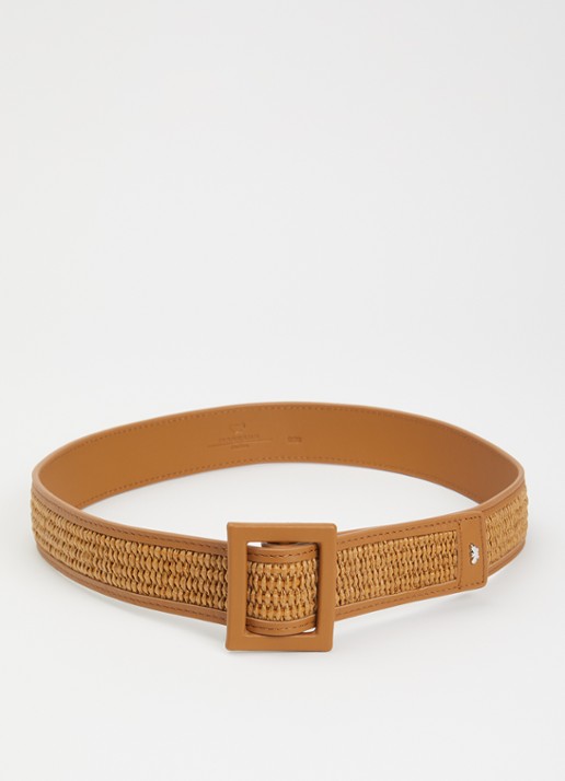 Max Mara Abocca riem met structuur - voorkant camel