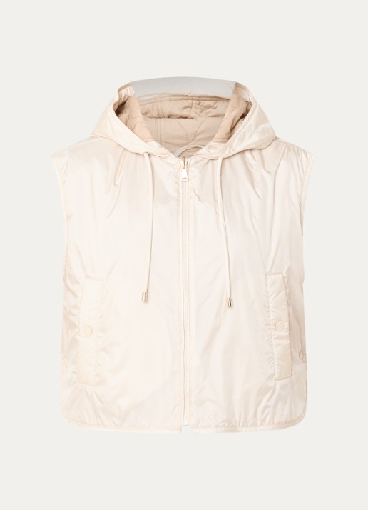 Max Mara Accenni bodywarmer met steekzakken en capuchon - voorkant creme