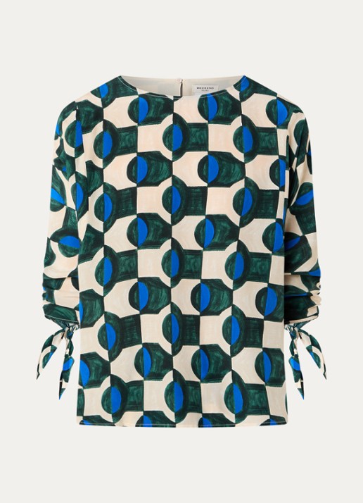 Max Mara Adone tuniek van zijde met print - voorkant 3 groen