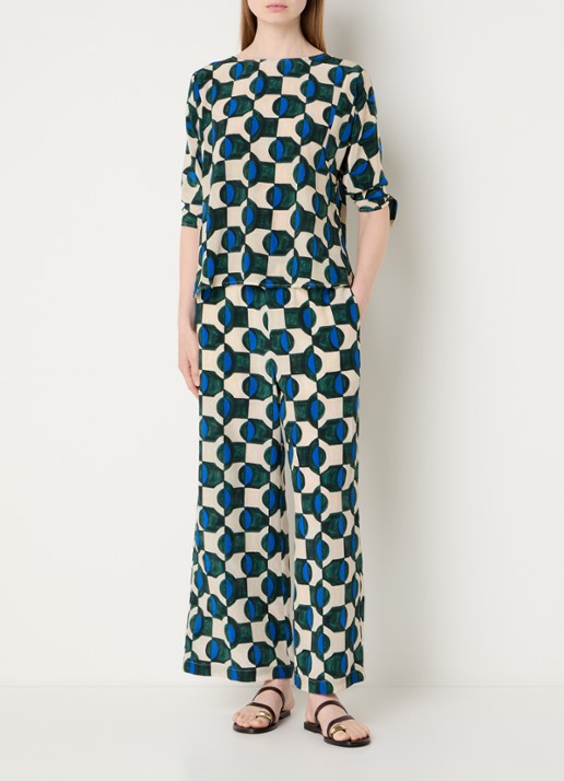 Max Mara Adone tuniek van zijde met print - voorkant 4 groen