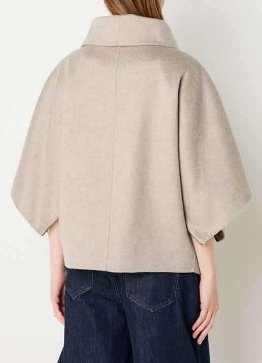 Max Mara Ala mantel van kasjmier met steekzakken - achterkant beige