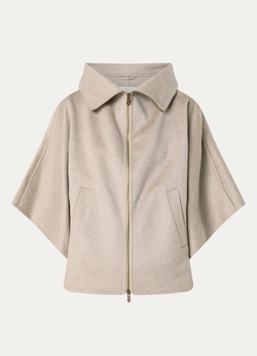 Max Mara Ala mantel van kasjmier met steekzakken - voorkant 3 beige